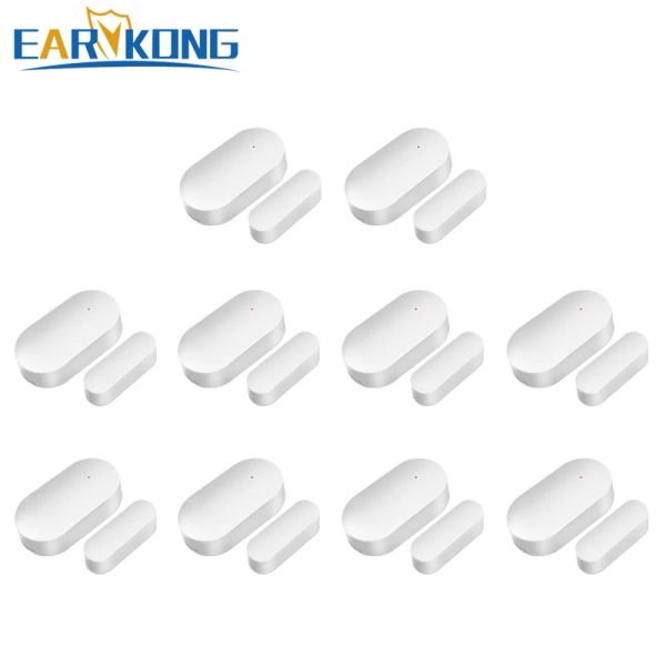 Detector EARYKONG 10 PCS sensor de porta aberta detector de porta interruptor reed sem fio 433 MHz para segurança doméstica wi-fi gsm alarme doméstico alarme de garagem