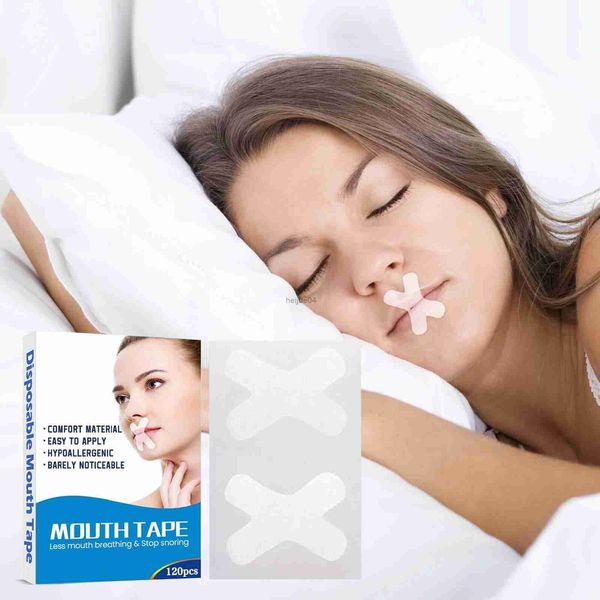 Máscaras de sono 120 unidades / caixa Fita bucal Tiras de sono para anti-ronco Fita de respiração bucal para melhorar o sono Adesivos bucais para remendos labiais para ronco