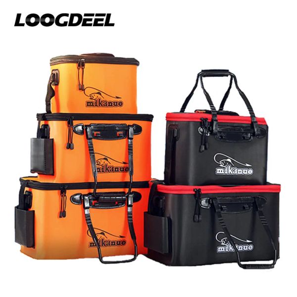 Sacchetti Loogdeel Portable Zipper Pesca Secket Outdoor Piegatura Borsa da pesca Eva Borsa di pesce vivo 5 taglie da campeggio da pesca da pesca da campeggio