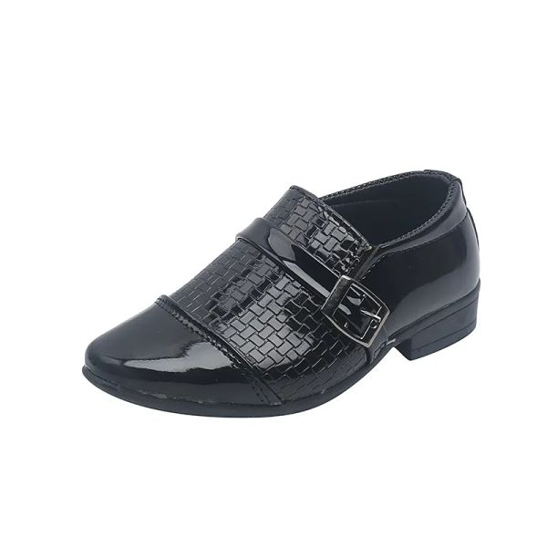 Tênis crianças meninos couro do plutônio vestido de casamento sapatos para meninas crianças bebê preto desempenho escolar formal mocassins planos sapatos