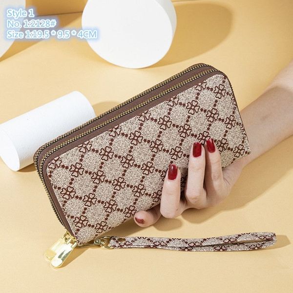 Fabrik ganze Damen Umhängetaschen 2 Stile große Kapazität bedruckte Clutch-Tasche in diesem Jahr beliebte Doppel-Reißverschluss-Handy coi2349