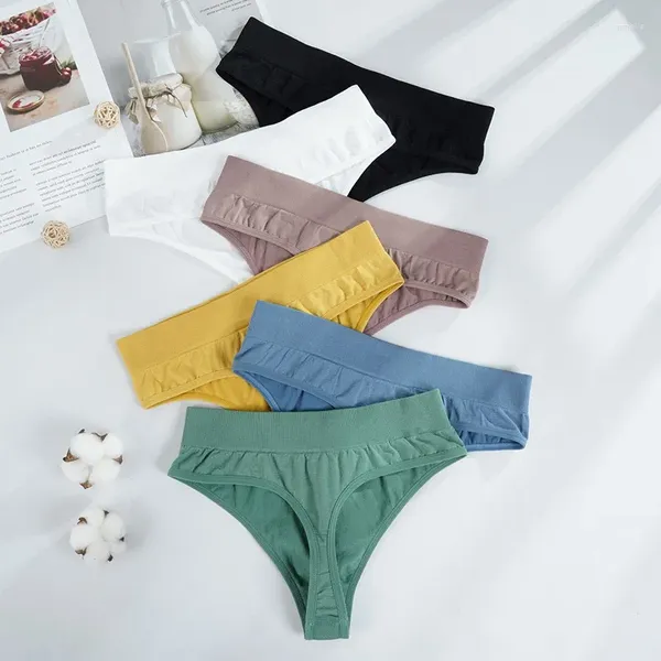 Mutandine da donna a vita bassa T-pantaloni a forcella alta in puro cotone a coste Perizoma fitness traspirante sexy