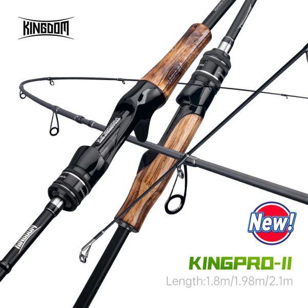 Rods Kingdom New Kingpro 2 Series 2 Hastes de pesca de carbono M ML L Power MF Ação 1,8m 1,98m 2,1m Spinning Casting Haste de isca 2 seções