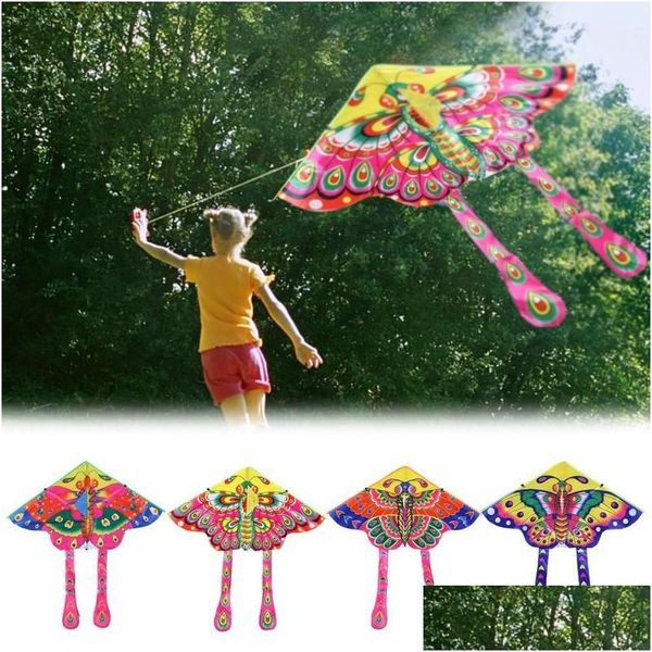 Andere Spielzeuge 90x50 cm Drachen Colorf Schmetterling Kite Outdoor faltbare helle Tuch Garten fliegende Spielzeuge Kinder Kinder Spielzeug Spiel Drop Lieferung T Dh6Ge