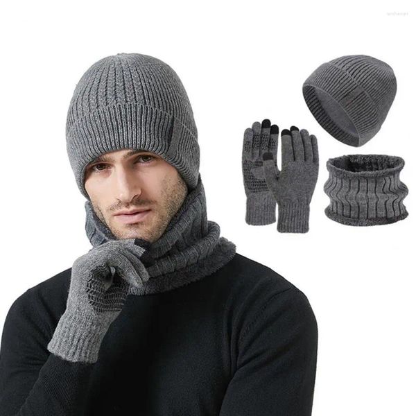 Gym Kleidung Winter Set Hut Schals Touchscreen Handschuhe 3 stücke Warme Männer Frauen Mode Verdickung Plus Wolle Hals Schützen kappe Outdoor Reiten