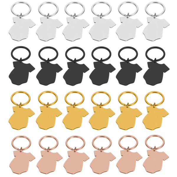 Ringe Großhandel 10pcs/Los leerer Kleider Schlüsselbund Edelstahl Schlüsselanhänger für DIY Custom Logo Babyname Frauen -Männerschlüsselkette