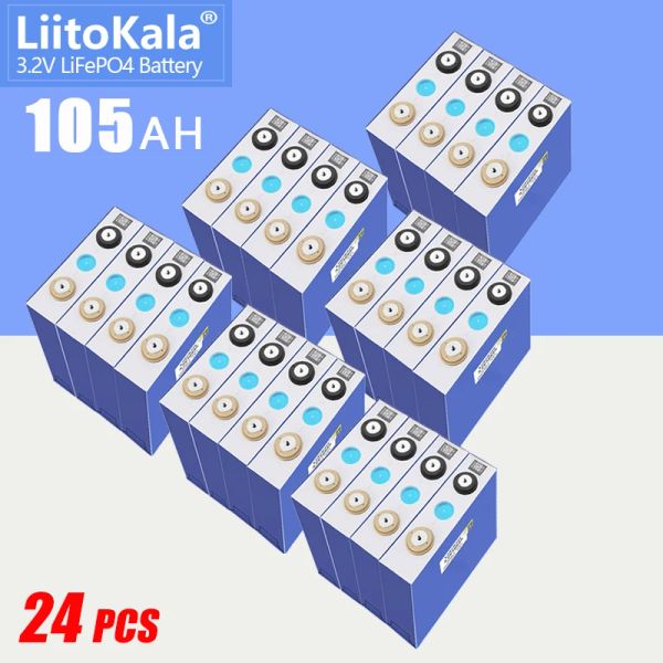24pcs liitokala 3,2 В 105AH LifePo4 Перезаряжаемая батарея 1C разряд для 12 В 24 В.
