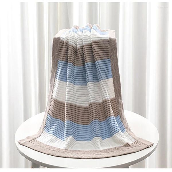 Cobertores Fio de algodão tricotado cobertor de bebê lã jacquard perna calor respirável ar condicionado