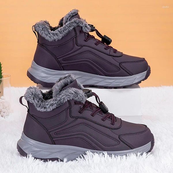 Stiefel Frauen Baumwolle Schuhe Outdoor Warme Plüsch Winter Schnee Atmungsaktive Ältere Nicht-slip Slip Auf Fuß Turnschuhe Casual Sport