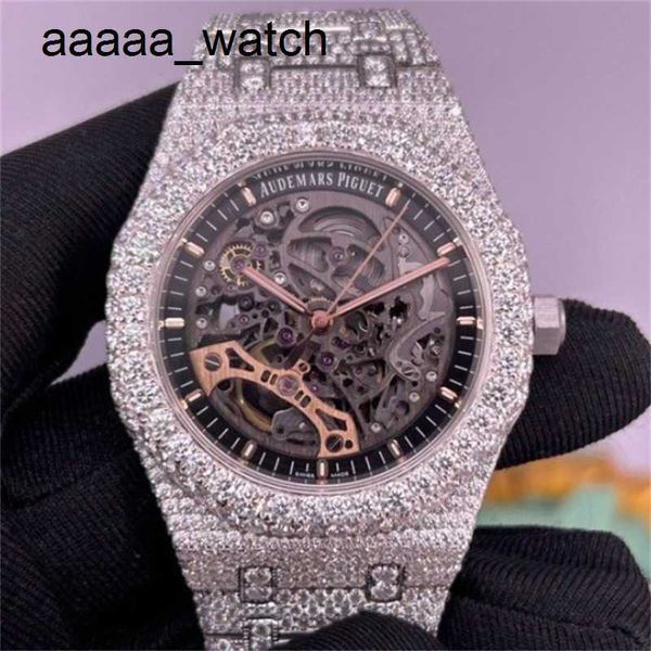 Diamanten Ap Moissanit Uhren Version Skeleton Uhr Pass Test Top Qualität Mechanische Eta Bewegung Männer Luxus Voll Iced Out Saphir mit Box