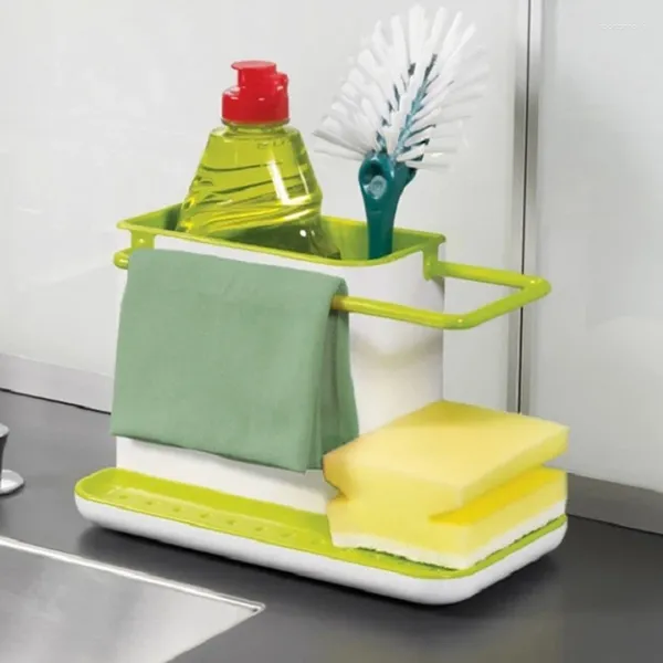 Prateleira de armazenamento de cozinha esponja titular drenagem pia caixa organizador rack prato stands utensílios toalha