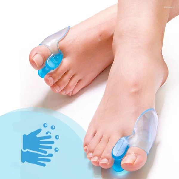 Supporto per caviglia 2 pezzi Separatori per correzione valgo pollice blu trasparente Separatore per dita in gel di silicone morbido Correttore distanziatori per piede Strumento per la cura