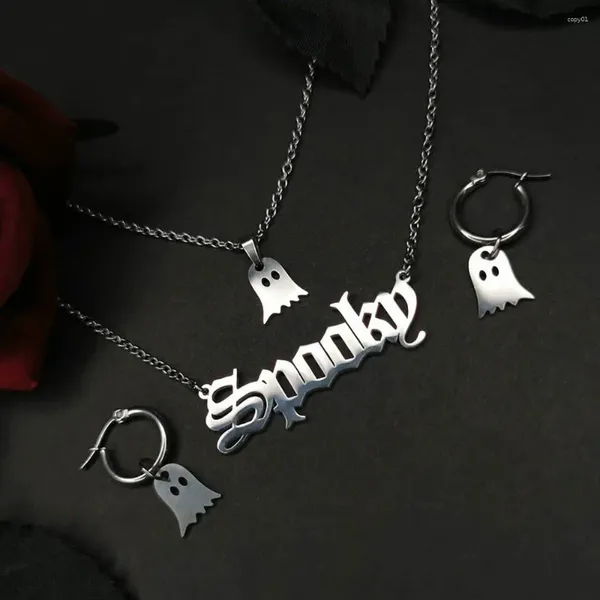Комплект ожерелья и серег Y2K в готическом стиле с призраком для женщин и девушек в стиле готик-панк, модные ювелирные изделия на Хэллоуин, аксессуары, оптовая продажа