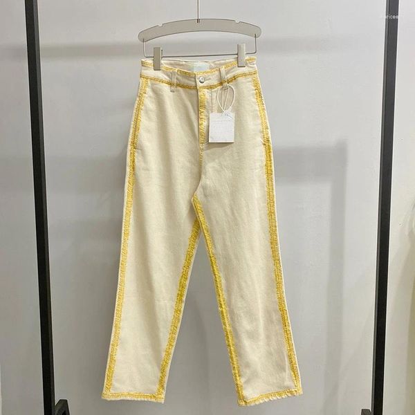 Женские джинсы с принтом сбоку, женские прямые джинсовые брюки, весна-лето 2024, брюки