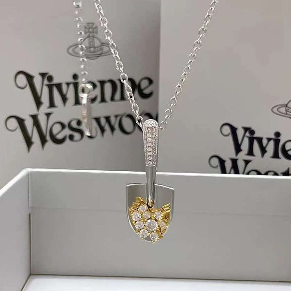 DeSliner Viviane Weswoods Jóias A imperatriz Dowager do oeste Um colar de pá de uma pá de diamante completo para mulheres com um luxo leve e uma sensação de ponta