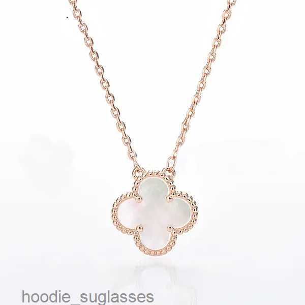 Marke 15mm Klee Halskette Mode Charme Einzelne Blume Cleef Halskette Luxus Diamant Achat 18k Gold Designer Halskette für Frauen Bdvmr