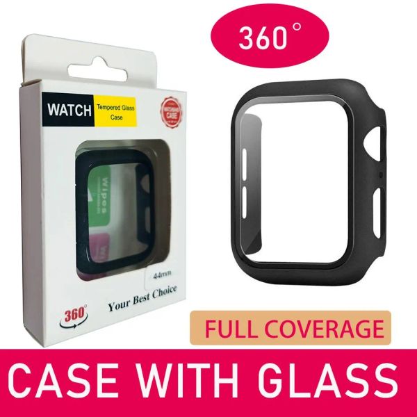 360 Full Screen Protector Case für iWatch 38 mm 42 mm 40 mm 44 mm 41 mm 45 mm 49 mm Bumper Frame PC Hard Cases mit gehärtetem Glasfilm für Watch 7 6 5 Watch Cases für Apple Watch