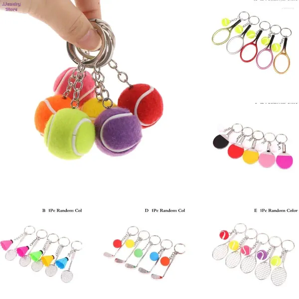 Schlüsselanhänger 6 Farbe Schlüsselanhänger Tennisball Metall Schlüsselanhänger Auto Ring Sport Splitter Anhänger Verkauf