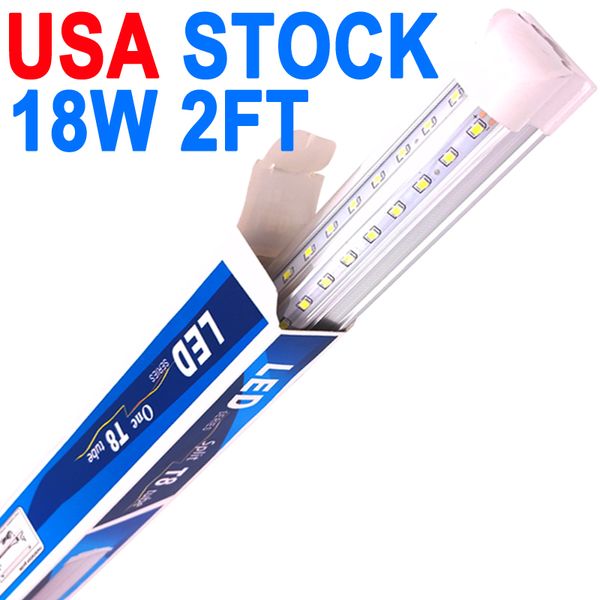 Luzes LED de loja de 2 pés, luz de tubo LED integrada em forma de V de 2 pés e 2', substitua a luz fluorescente T8 T10 T12, lâmpada de montagem em superfície conectável com tampa transparente de 18 W 1800lm crestech