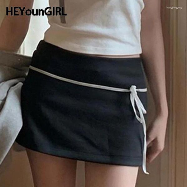 Gonne HEYounGIRL Minigonna coreana da ragazza Y2K Stile giapponese Vita bassa Stringata da donna Corta carina High Street Casual Abiti di base