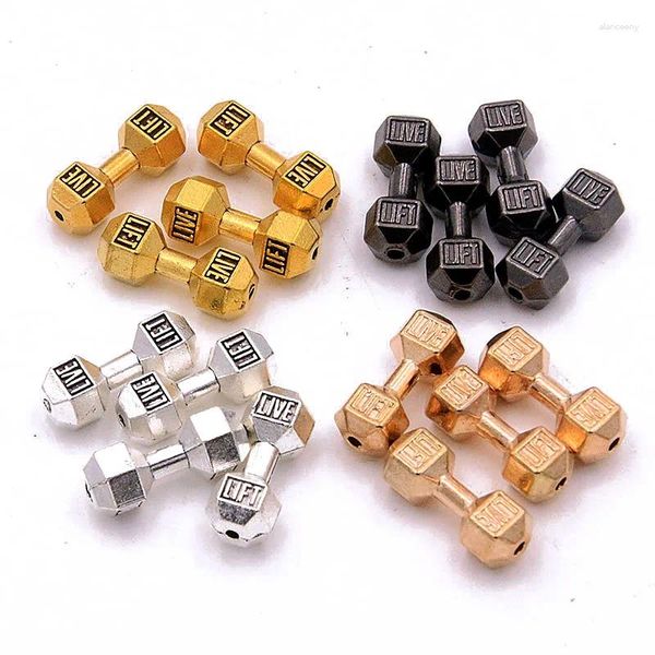 Pendenti e Ciondoli 10 Pz 13 20 2 MM 4 Colori Manubri Sollevamento Pesi Piccolo Foro Bead Sport Lettera Per I Braccialetti FAI DA TE gioielli fatti a mano Che Fanno