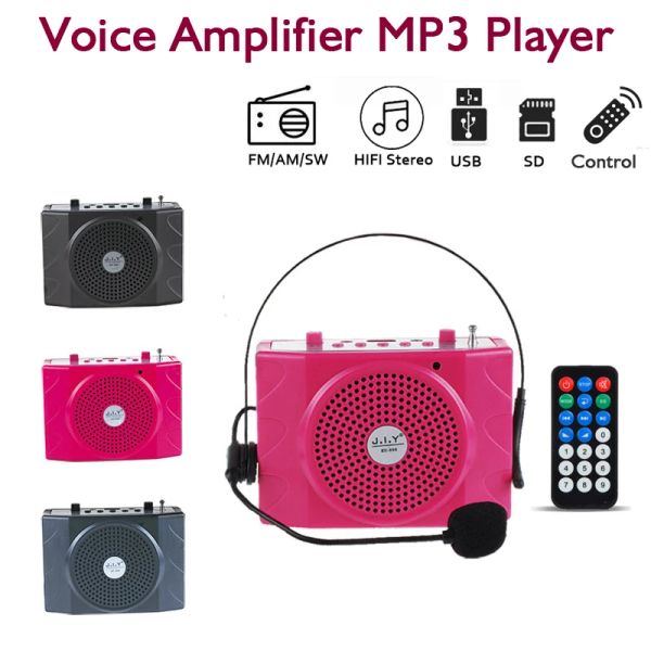 Jogadores portátil digital com fio amplificador de voz mp3 player alto-falante ensino promotor guia turístico segurando mini som ao ar livre alto-falante