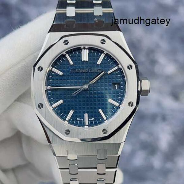 Брендовые женские наручные часы AP Наручные часы Royal Oak Series 15550ST Прецизионная стальная синяя пластина Юбилейный 50-летний юбилей Трехигольный календарь с автоматическим дисплеем
