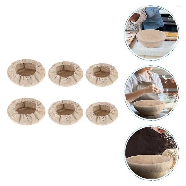 Conjuntos de louça 6 pcs cesta de pão pano capa toalhas cozimento gadget pastelaria ferramenta algodão linho fazendo ferramentas forro forma redonda