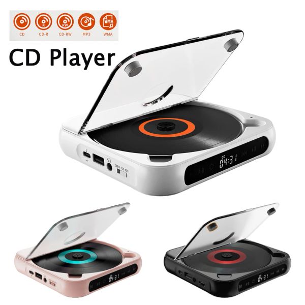 Alto-falantes Portátil CD Walkman Recarregável Bluetooth Tela LCD CD Music Player Suporte TF Cartão MP3 Disco Stereo Speaker Home