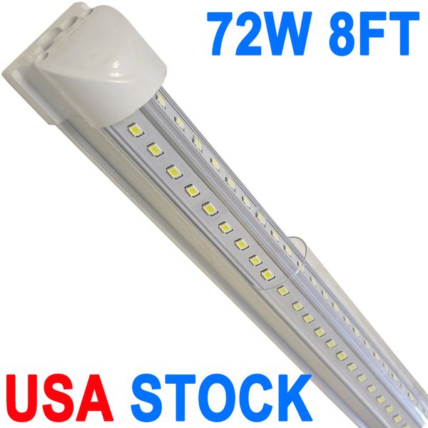 Lâmpada LED para loja de 8 pés, luminária de tubo LED de 72 W, tampa transparente de 8 pés, branco frio 6500K, luminária integrada em forma de V para iluminação de porta do refrigerador 25Pack Workshop Barn crestech