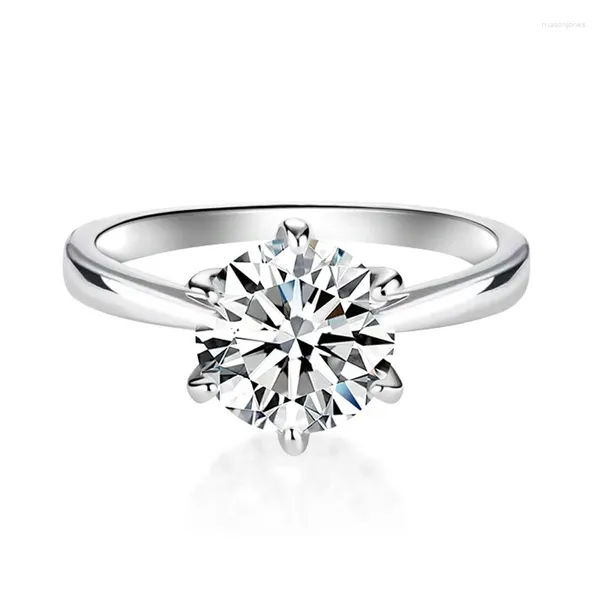 Anelli a grappolo da 0,5 ct 1 ct 1,5 ct 2 ct D Anello di fidanzamento in Moissanite di colore per le donne Solitario in argento sterling 925 placcato oro all'ingrosso