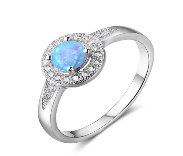 Moda Tasarımı Büyük Yuvarlak Mavi Opal Taşları Gem 925 STERLING Silver Ring Highend Takı Lady Girls Valentine039S Günü Presen5724493