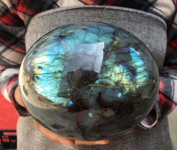 Sfera di cristallo di quarzo naturale labradorite naturale di alta qualità di grandi dimensioni Sfera curativa Madagascar per decorazioni domestiche 4164314