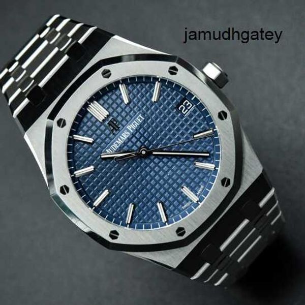 Marke weibliche Armbanduhr AP Armbanduhr Herrenuhr Royal Oak Serie 15500ST Präzisionsstahl blaue Platte 41 mm Durchmesser automatische mechanische Business-Freizeituhr Sin