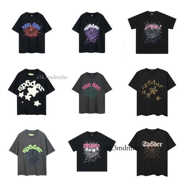 Spider T Shirt Designer T Shirt Sp5der Camicia Tshirt 555 Designer 555 Camicia Spider Shirt 555 Sp5der Manica corta in cotone traspirante Ricamo lungo Lettera Sciolto 515