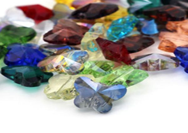 Cor misturada inteira 100 peças contas de cristal borboleta colorida 11x14mm contas de vidro espaçador solto faça você mesmo jóias áustria2530092
