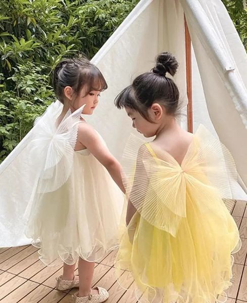 Meninas verão moda vestido crianças tutu vestidos doce malha crianças luxo princesa aniversário 240223