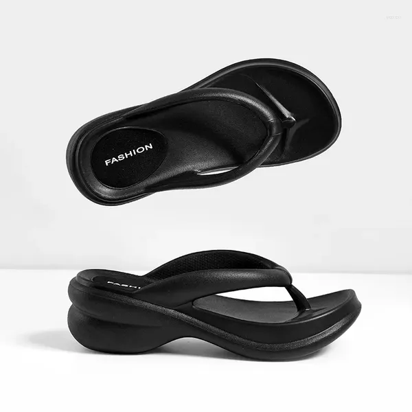 Hausschuhe 2024 Dicke Sohle Flip-Flops für Frauen und Mädchen Sommer Yoga Matte Outdoor Strand Tanga Sandalen Dusche rutschfest weich