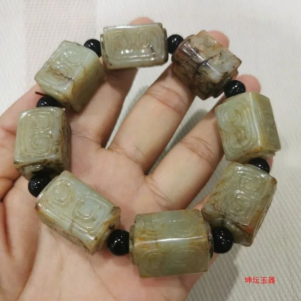 100% pulseiras de jade verde real pulseiras de jadeite pulseira de contas reais para homens mulheres presente de jade pulseira de jade verde real 17 * 14mm 240223