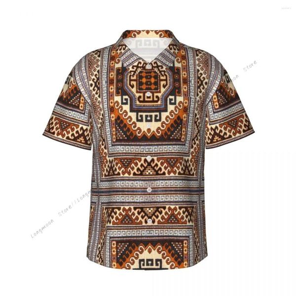Herren-Freizeithemden, kurzärmeliges Hemd, Teppich, Ethno-Folk, geometrisches Muster, T-Shirts, Polo-Tops