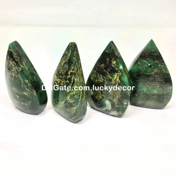 Quartzo Esmeralda Gota Lágrima Decoração de Casa Mini Polido Verdite Pedra Preciosa Formas Livres Natural Africano Verde Jade Ponto de Chama Raro Colecionadores Cristal Cura