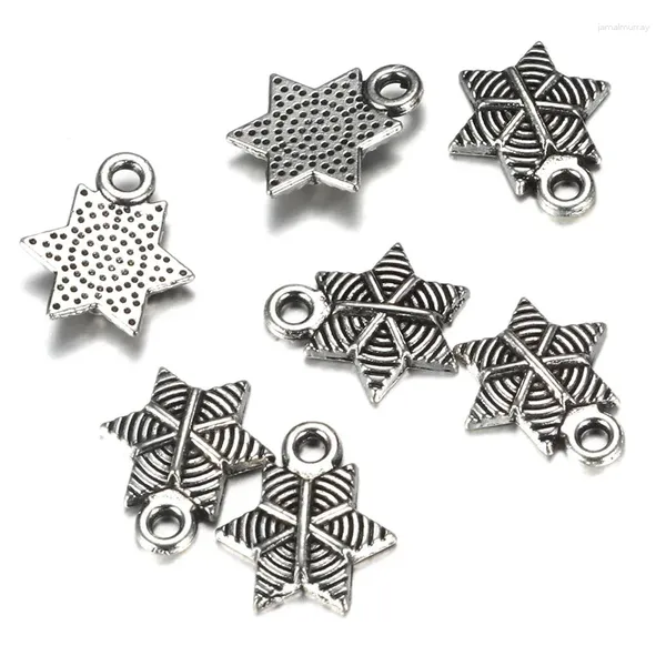 Encantos 20 pçs/lote vintage liga hexagrama estrela para diy colar pulseira pingente acessórios jóias fazendo