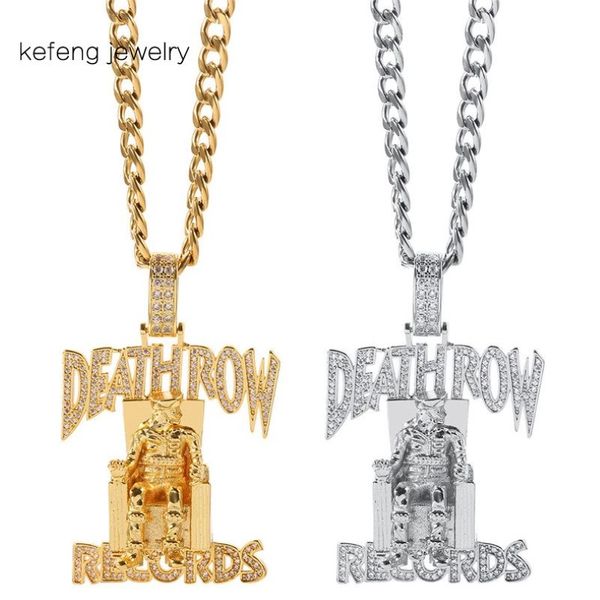 RECORDS Sänger Rapper Anhänger Gold Silber Farbe Kette Bling Hip Hop Zirkonia Halskette für Männer Frauen Freunde Necklace185N