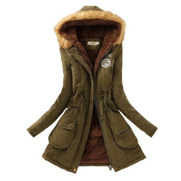 Парки, женские парки, длинная толстая теплая куртка с капюшоном, армейское зеленое повседневное пальто, верхняя одежда с меховым воротником, осенне-зимняя куртка, большая тонкая парка