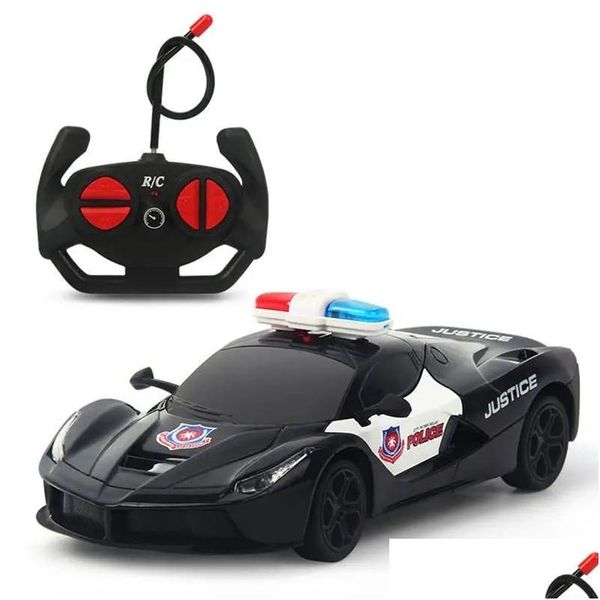 Carro elétrico / RC 1/24 RC Brinquedos de policial elétrico com luz LED Controle remoto Modelo de veículo de corrida Presente para crianças 240223 Drop Delivery Gifts Dh92O