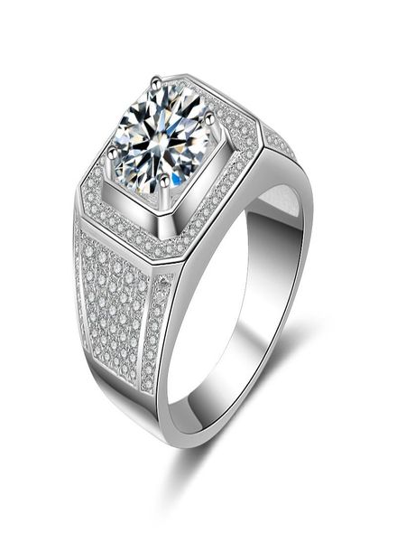 Schmuck Kubikzirkonia Pinky Ring Pave 5 Row CZ Wide Band Solitaire Herren Verlobungsring versilbertes Messing9816874