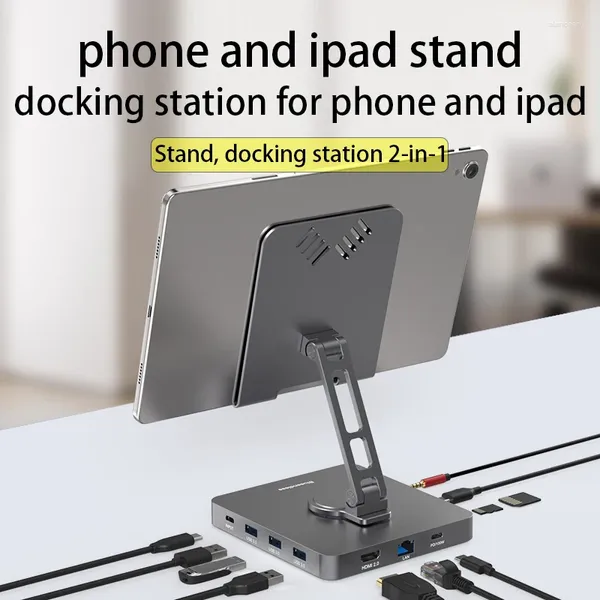 In 1 Dock per telefono Tipo-C a HDMI Staffa Ipad Pro Stand Docking Station HD Usb C Hub Accessori per tablet per Apple IPhone