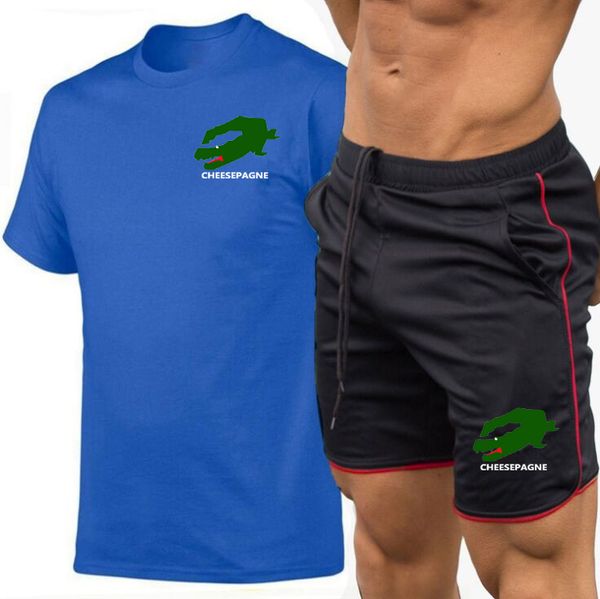 Sommerlicher neuer Herrenanzug, modische Sportbekleidung, Herren-Kurzarm-T-Shirt + Sportshorts-Set, lässige Herrenbekleidung für Herren, Jogginghosen-Set für Herren