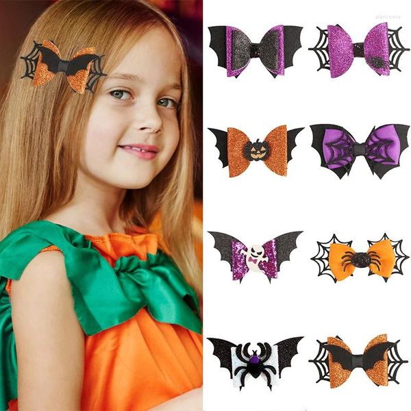 Accessori per capelli Clip per fiocco di Halloween per ragazze Simpatico piccolo pipistrello Fantasma Zucca Forcine per capelli Mollette Fermacapelli per bambini Moda