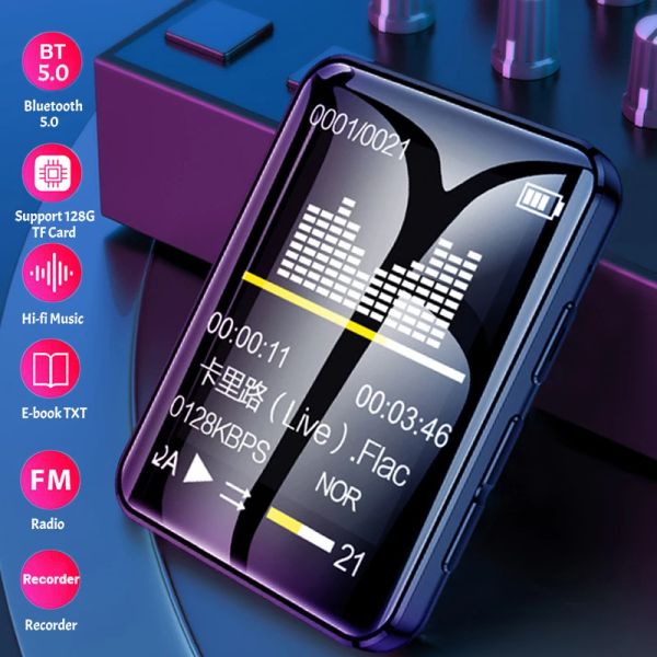 Jogadores Mini Bluetooth MP3 Player Portátil Rádio FM HiFi Music Player Alto-falante embutido com despertador Ebook Suporte de vídeo Cartão TF